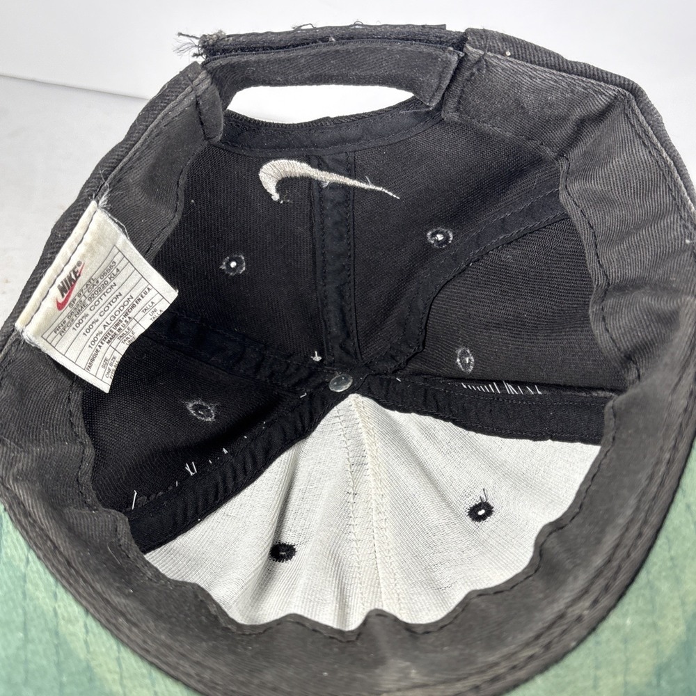 Vintage Nike Golf Black With Green Under Visor Strap Back Hat OSFM - Picture 7 of 8